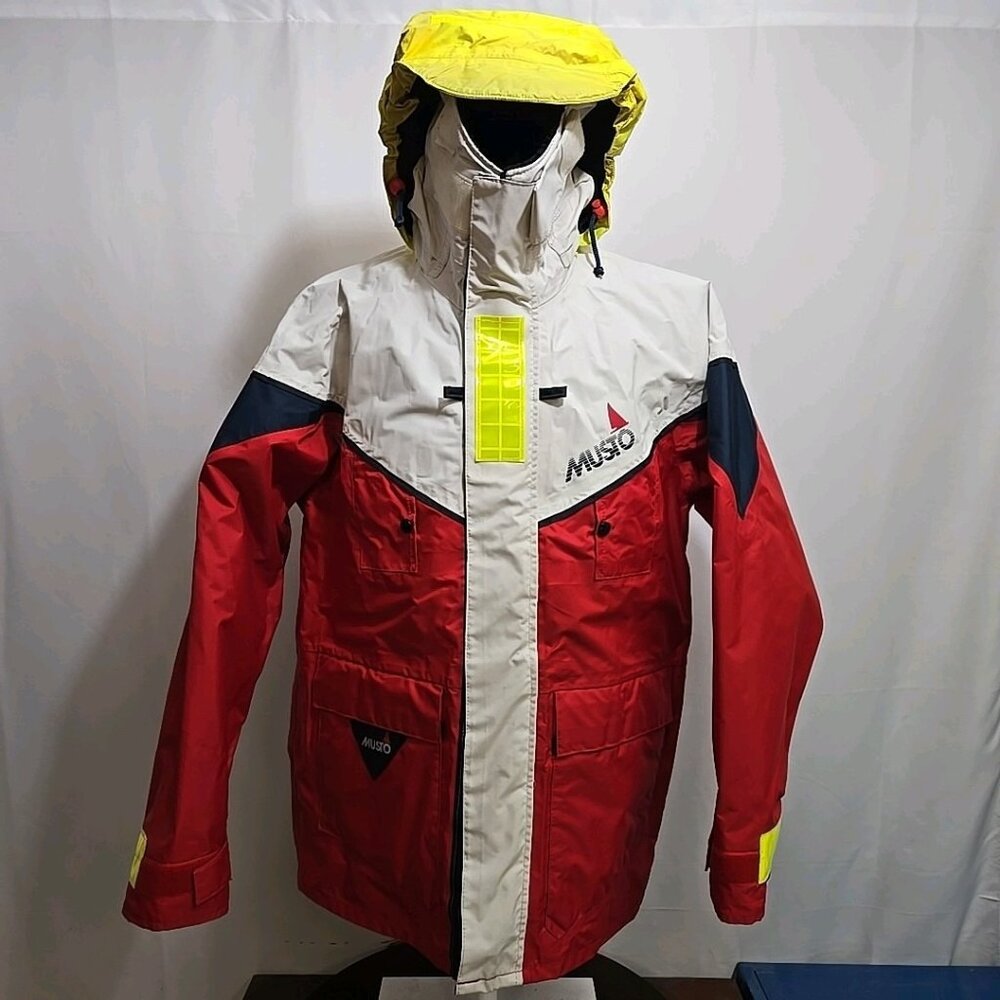 MUSTO Jacket Mens Small Red Coastal Fishing Sailing Yachting Waterproof Shell